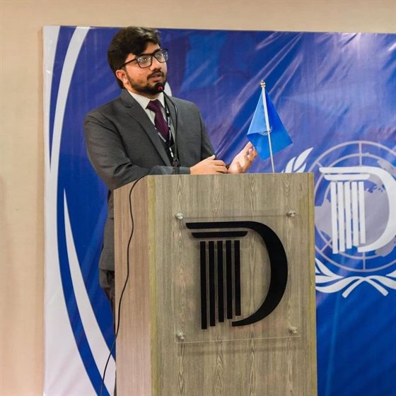 Hamza Sayyed, law lecturer and debate coach at MUN Society Pakistan.